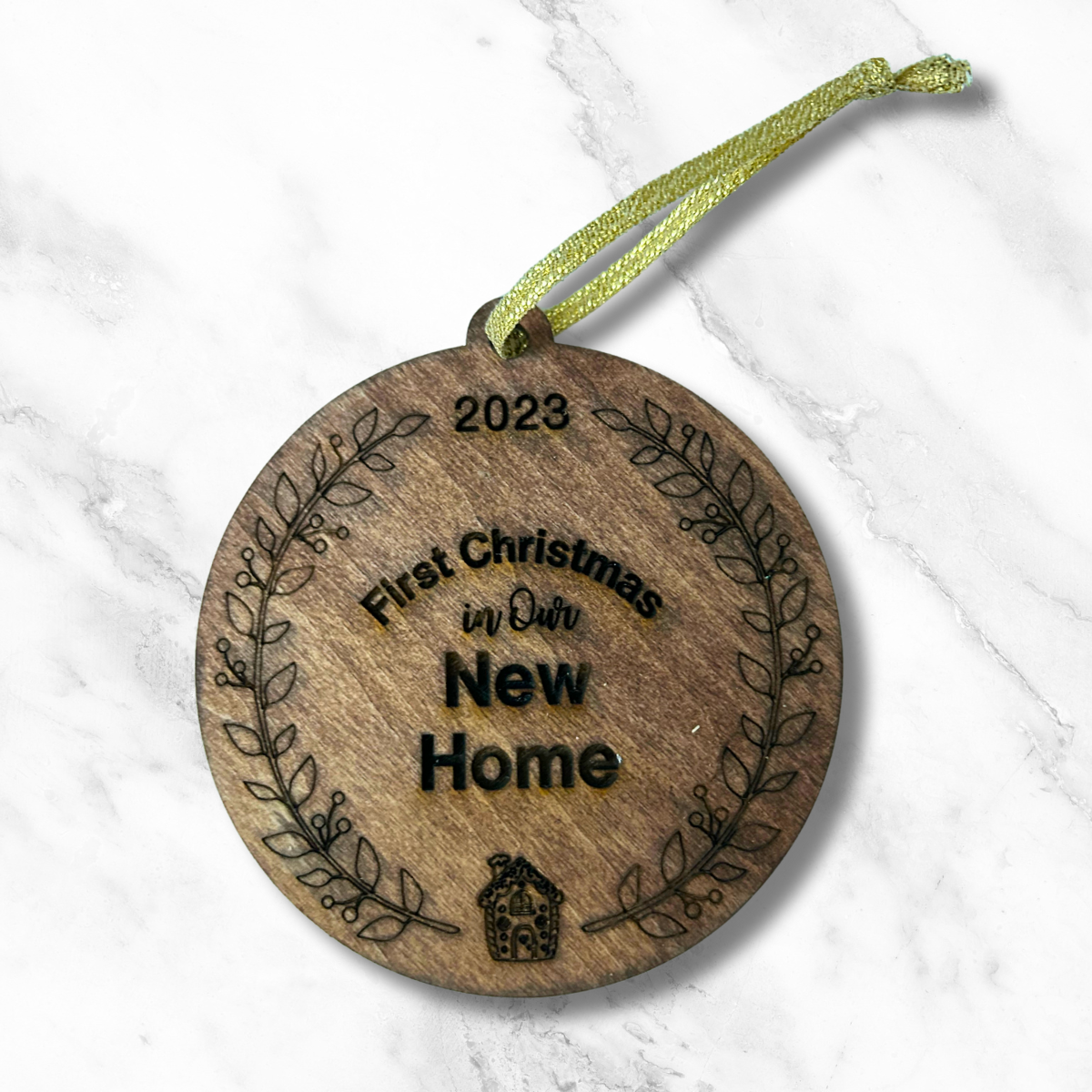 Wood Ornament - "First Christmas in a New Home"