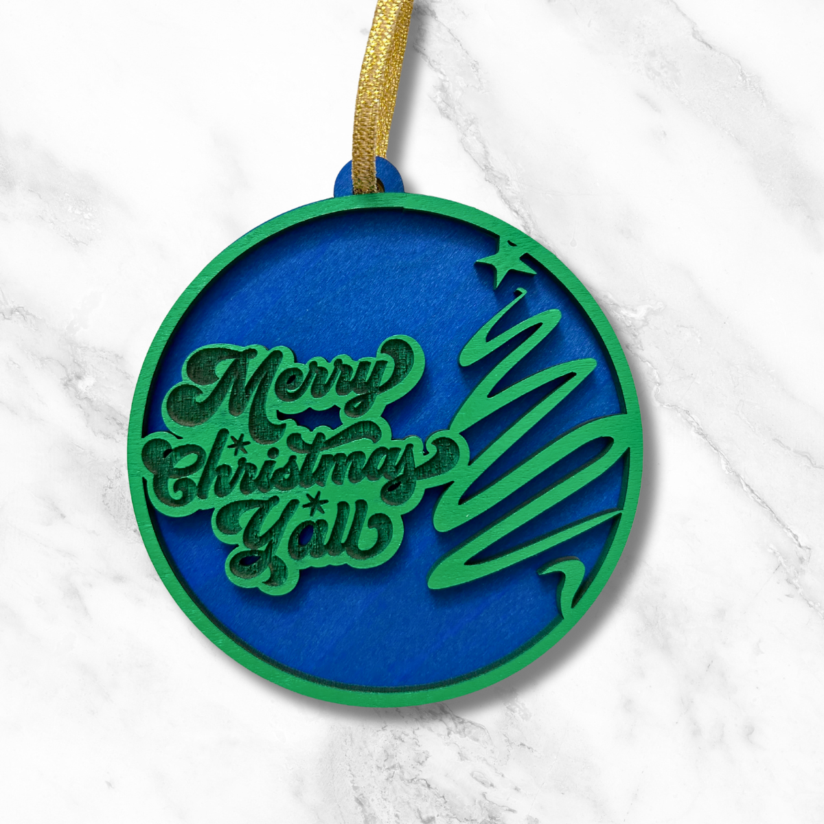 Wood Ornament - "Merry Christmas Y'all"